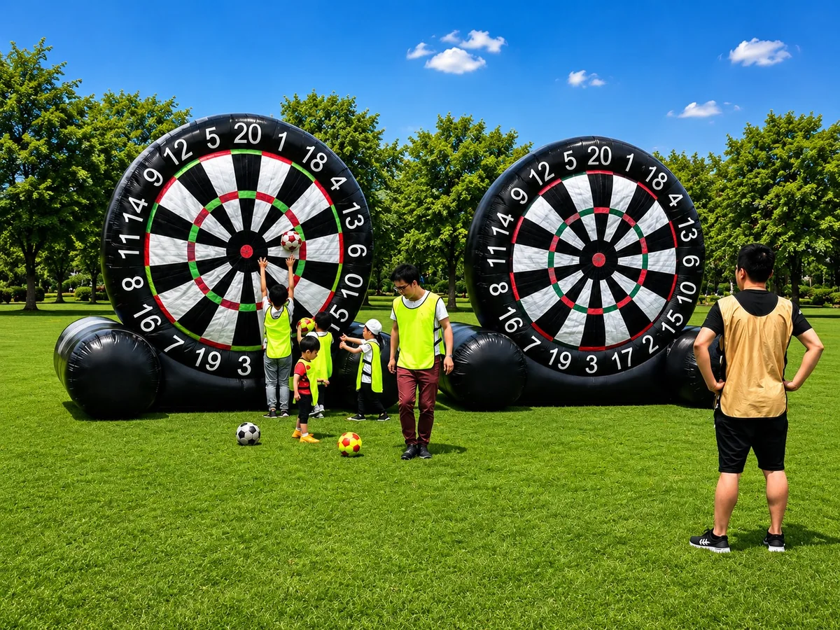 Jeu gonflable foot-fléchettes — visuel de présentation